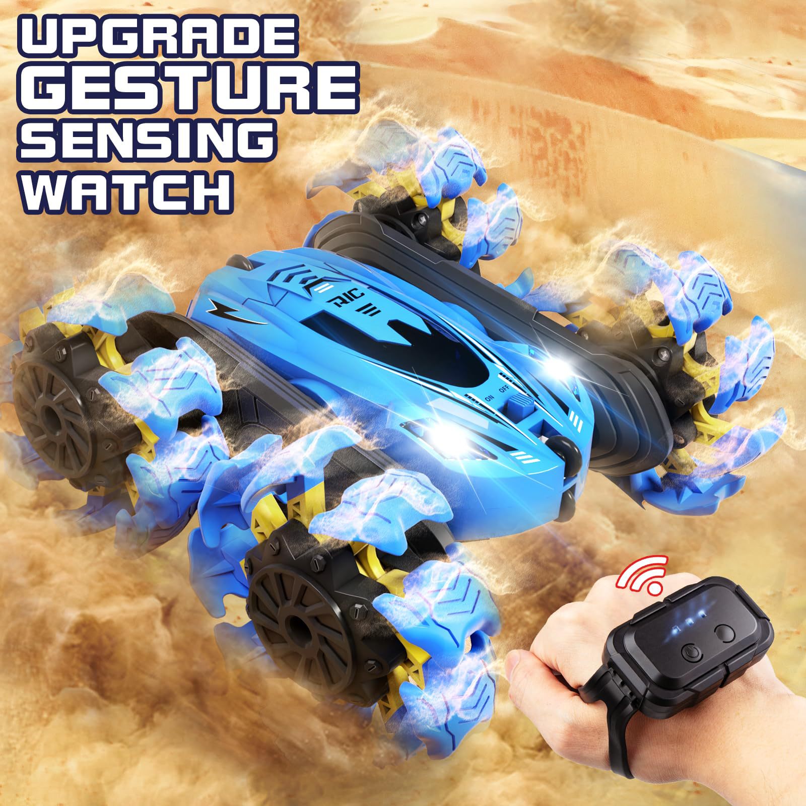 Rc Hobby Nook - RC-Auto Hochgeschwindigkeits-4WD-Fernsteuerungs-Stuntauto mit LED-Licht, Gravitationssensor, 360°-Drehung